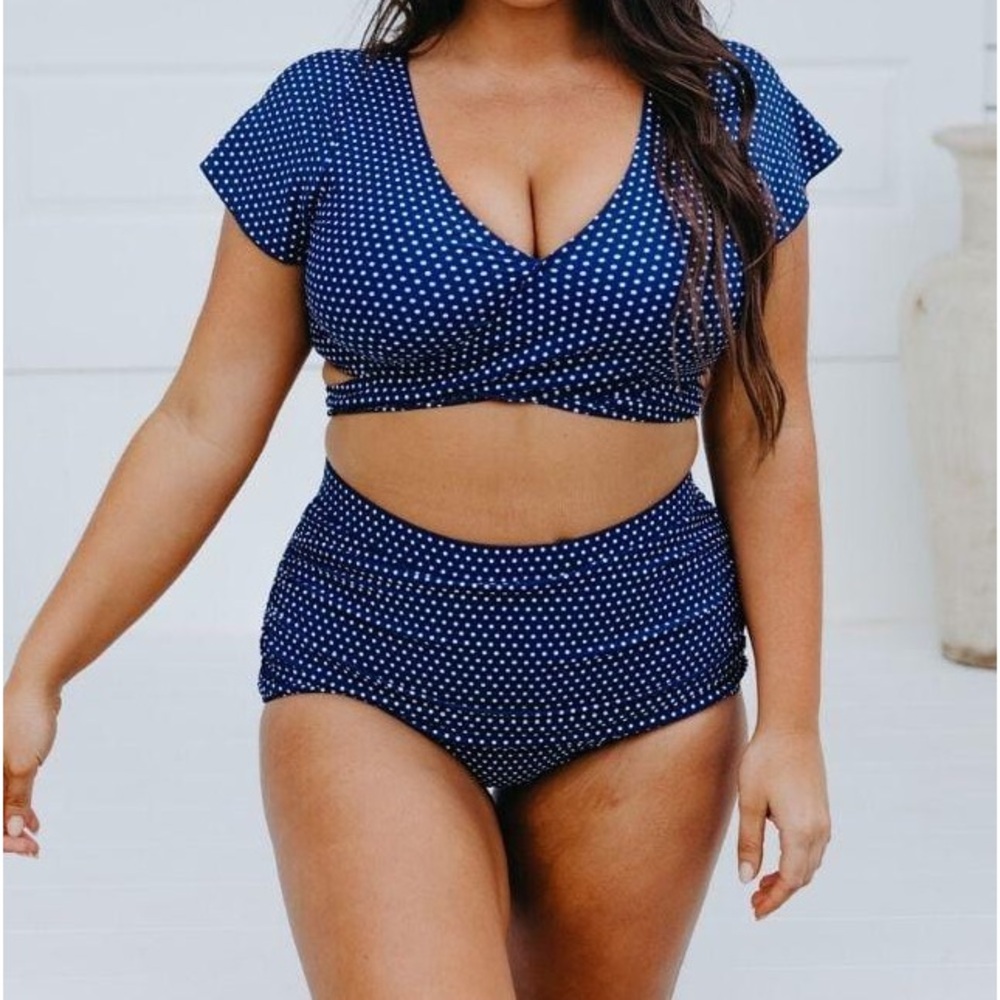 Navy blue polka dot swim suit! New - never worn.
